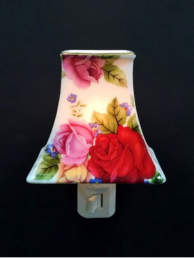 Porcelain Roses Lampshade Night Light with Gift Box